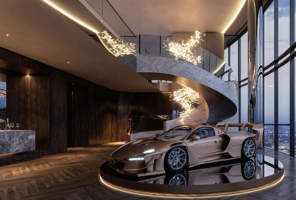 Gold McLaren sits in penthouse in Melbourne